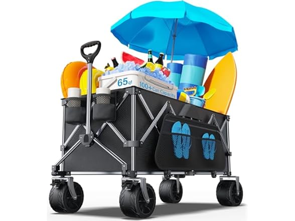 everyfun 440lb Heavy Duty Wagon Black