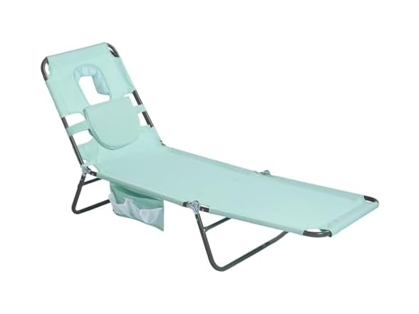 SUNNYFEEL Teal Lay Flat Tanning Lounger