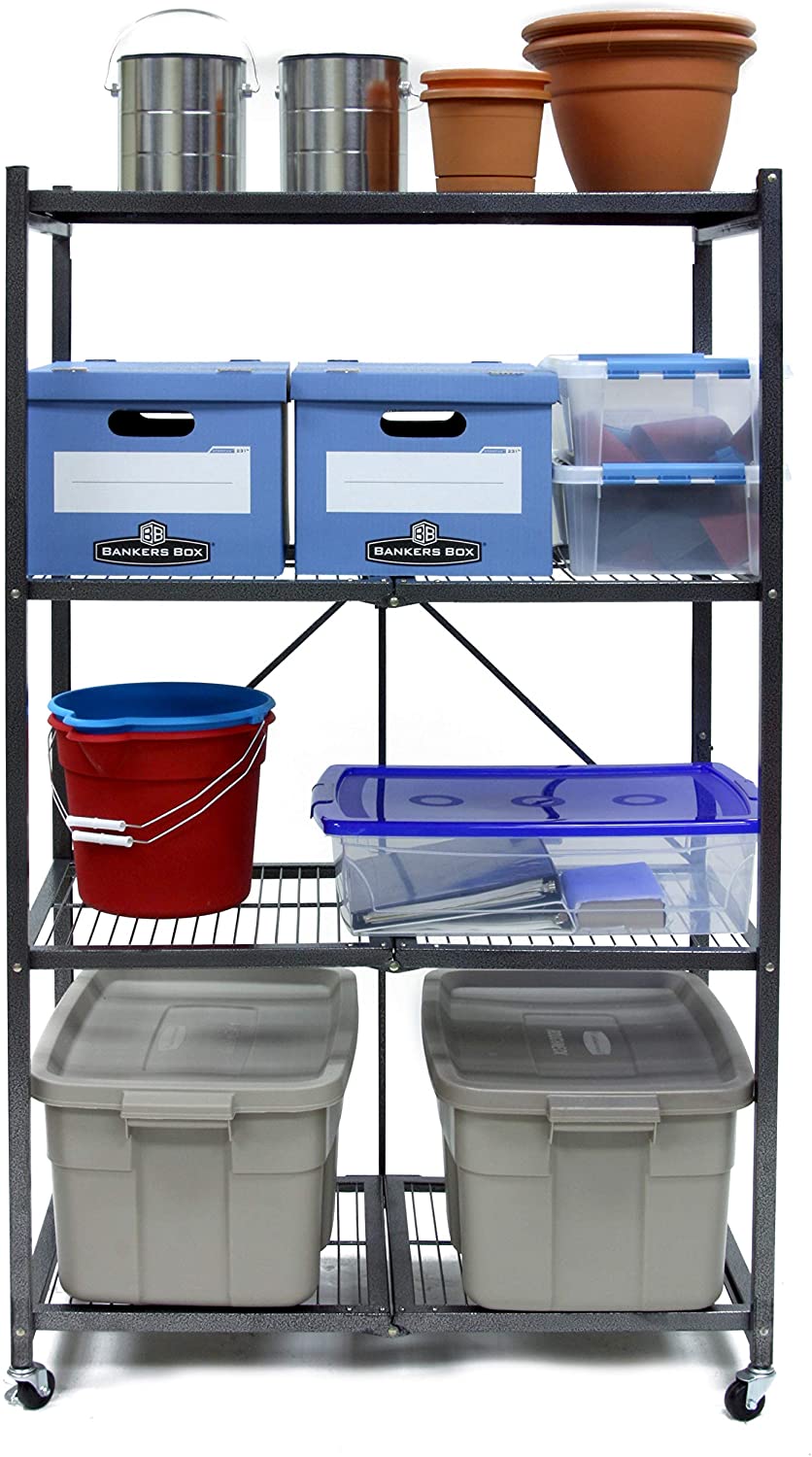 Origami RR5W 4-Tier Foldable Metal Shelf w/ Wheels - Gallery 14