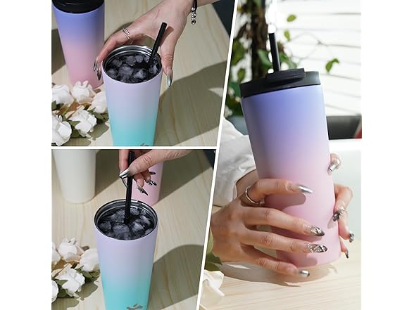 Konokyo 34oz Insulated Tumbler with Lid and Straw