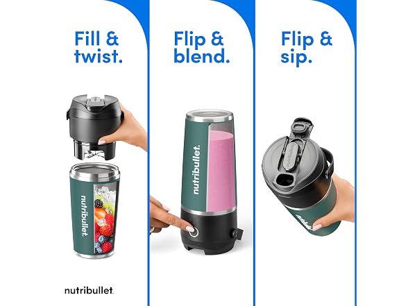 nutribullet Flip Portable Blender with Insulated Cup, Eucalyptus - Gallery 3