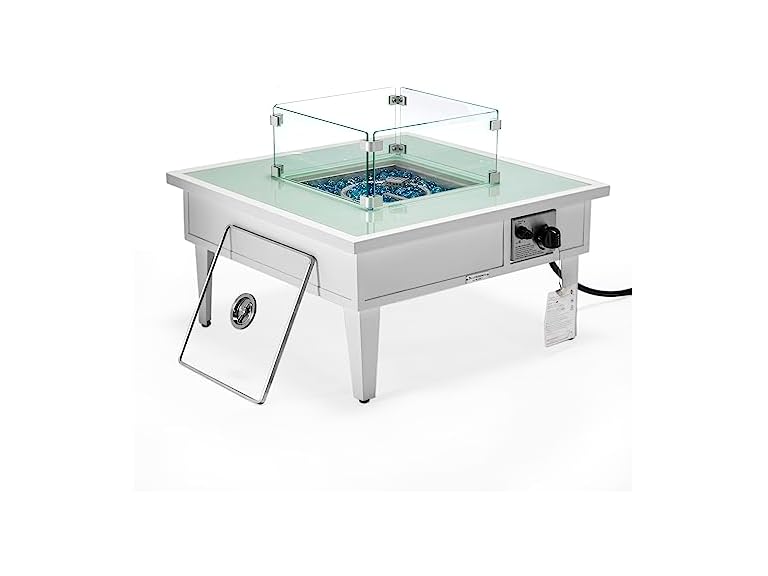 LeisureMod Walbrooke Modern Outdoor Square Fire Pit Table