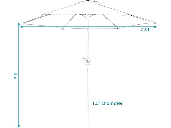 Sunnydaze Outdoor Patio Umbrella, 7.5' Burnt Orange