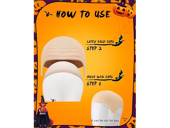 Hoedia Latex Bald Caps 2pk Wig Caps 11x7in