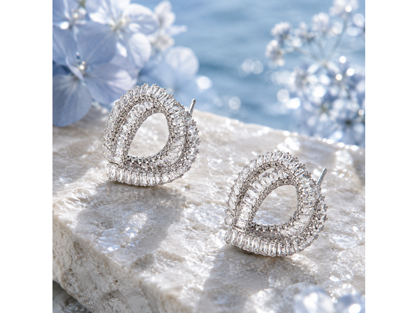 Silver Knot CZ Stud Earrings