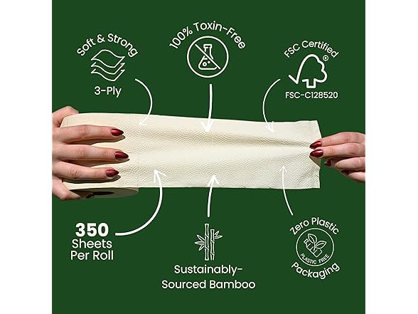 Bamboo Toilet Paper, 24 Mega Rolls