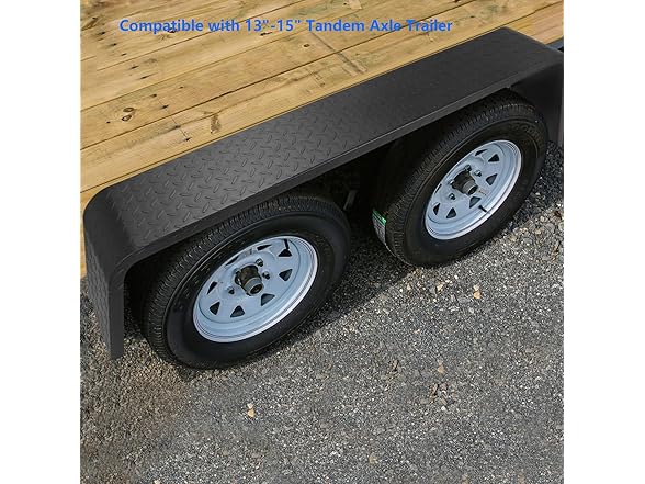 CHEINAUTO Heavy Duty Steel Diamond Plate Tandem Axle Trailer Fenders 72-7/8"x10-1/4"x13" (Fit 13"-15" Tires) - 2 Pcs