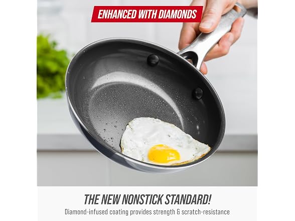 Blue Diamond 8" Diamond Infused Ceramic Frying Pan Skillet, Gray