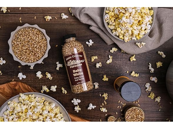 Amish Country Popcorn | 14 oz Bottle | Baby White Popcorn Kernels