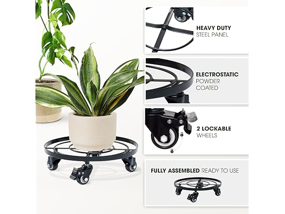 IDZO 2pack Metal Plant Caddy with Wheels