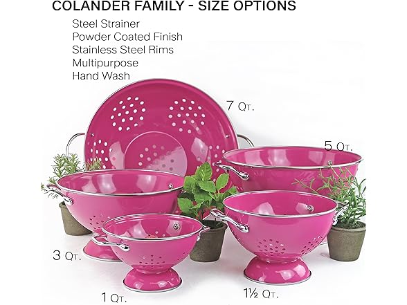 Reston Lloyd, 1.5 Quart Powder Coated Steel Kitchen Strainer