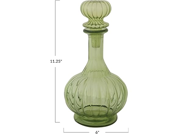 Creative Co-Op 40-Ounce Round Ribbed Glass Decanter  - Gallery 2