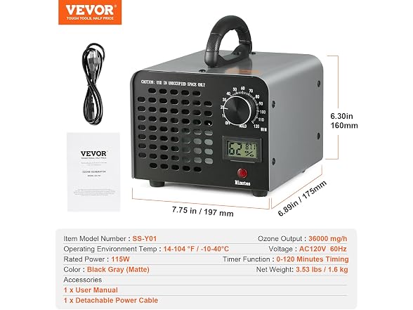 Ozone Generator, 36000mg/h Ozone Machine Odor