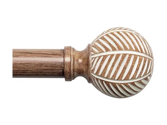 UNCONSIL Wood Grain Leaf Curtain Rod 1"