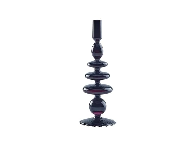 Elements 3.54x3.54x10.83 Inch Navy Glass Taper Candleholder
