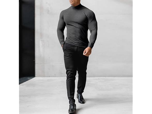 Aulemen Men (M) Mock Turtleneck Long Sleeve Top