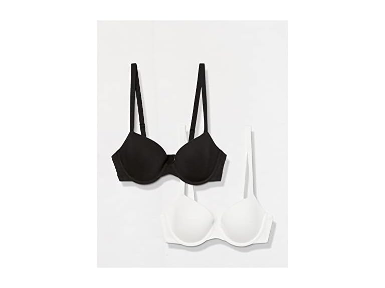 Amazon Essentials Women's Demi Cup Cotton Bra, Pack of 2, Black/White, 36DD