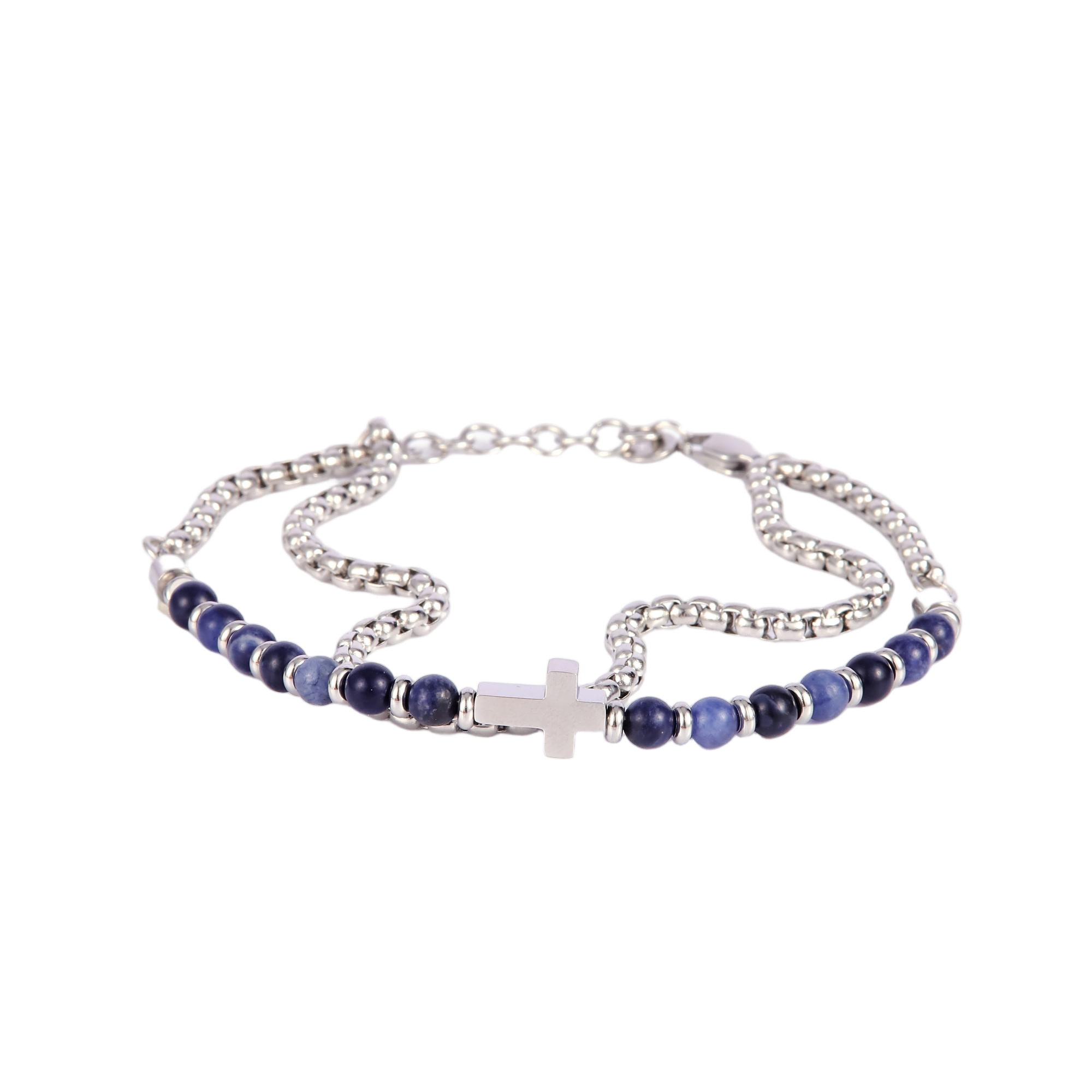 Mens Popcorn Chain & Bracelet w-Cross - Gallery 12