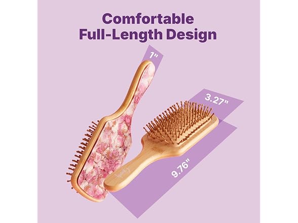 Goody Paddle Brush Pink Floral Bamboo Bristles