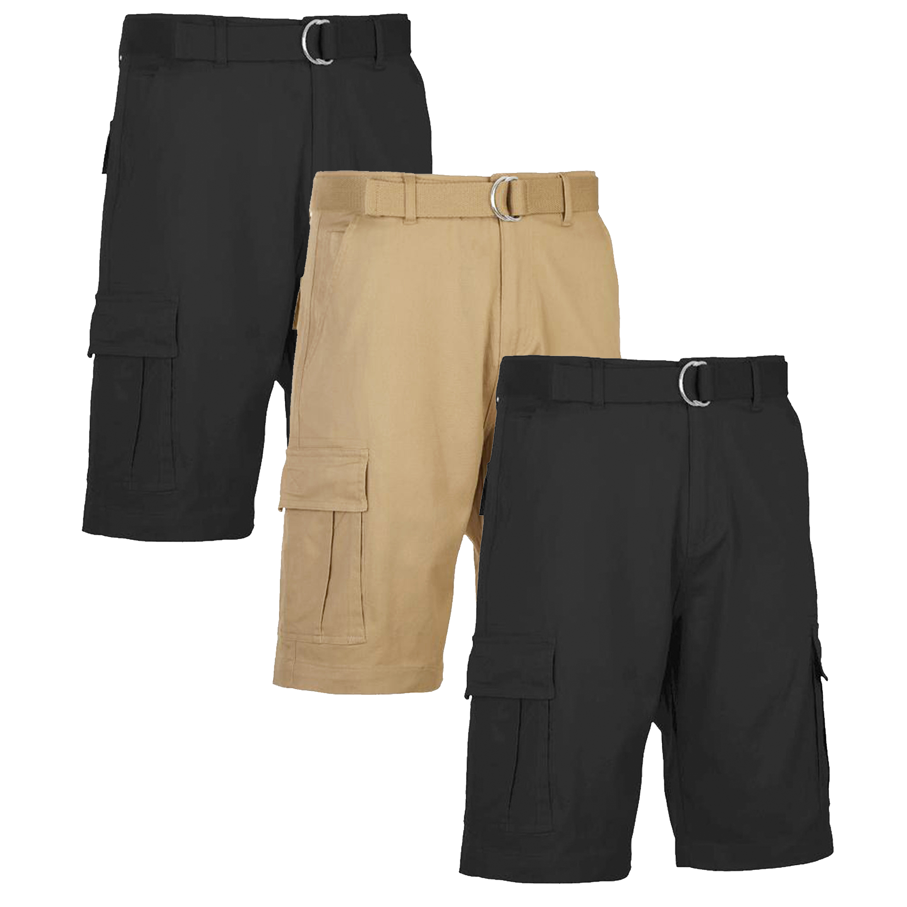 3Pk Mens Cotton Stretch Cargo Shorts (30-42) - Gallery 19