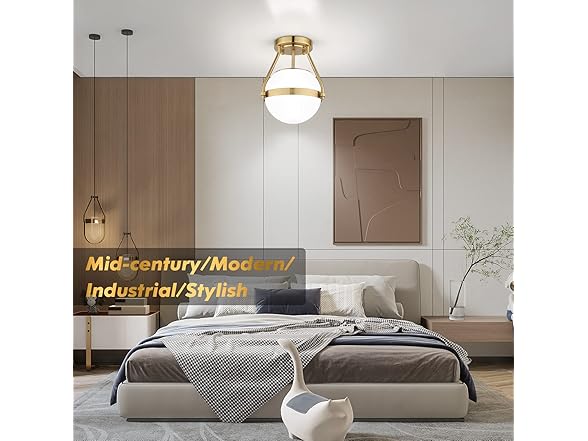 Lakumu Globe Semi Flush Mount Ceiling Light, Gold