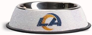 The Memory Company Officially Licensed Stainless Steel Pet Bowl, Premium Bling Team Logo Dog & Cat Food & Water Dish, Non-Slip Rubber Base, for Large/Small Breeds