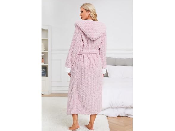 LYCY Womens Plush Hooded Robe
