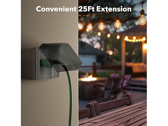 BN-LINK 25Ft Outdoor Extension Cord 16/3 SJTW with 3 Outlets, 2-Pack