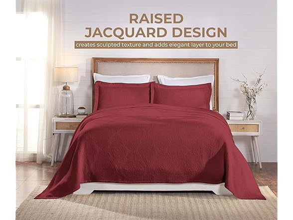 Superior Cotton Bedspread Set, Jacquard Medallion Scroll