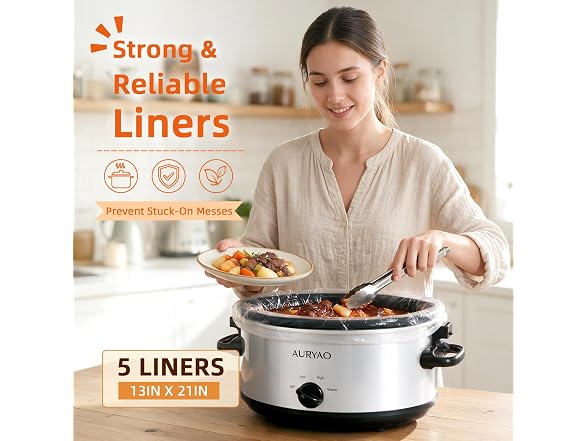 AURYAO 6 QT Manual Slow Cooker