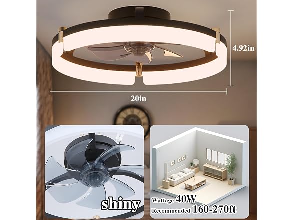 Ceiling Fans with Remote and Lights Fandelier - 20''