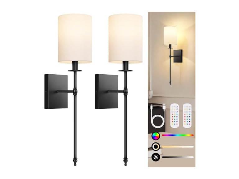 2-Pack Battery Operated Wall Sconces