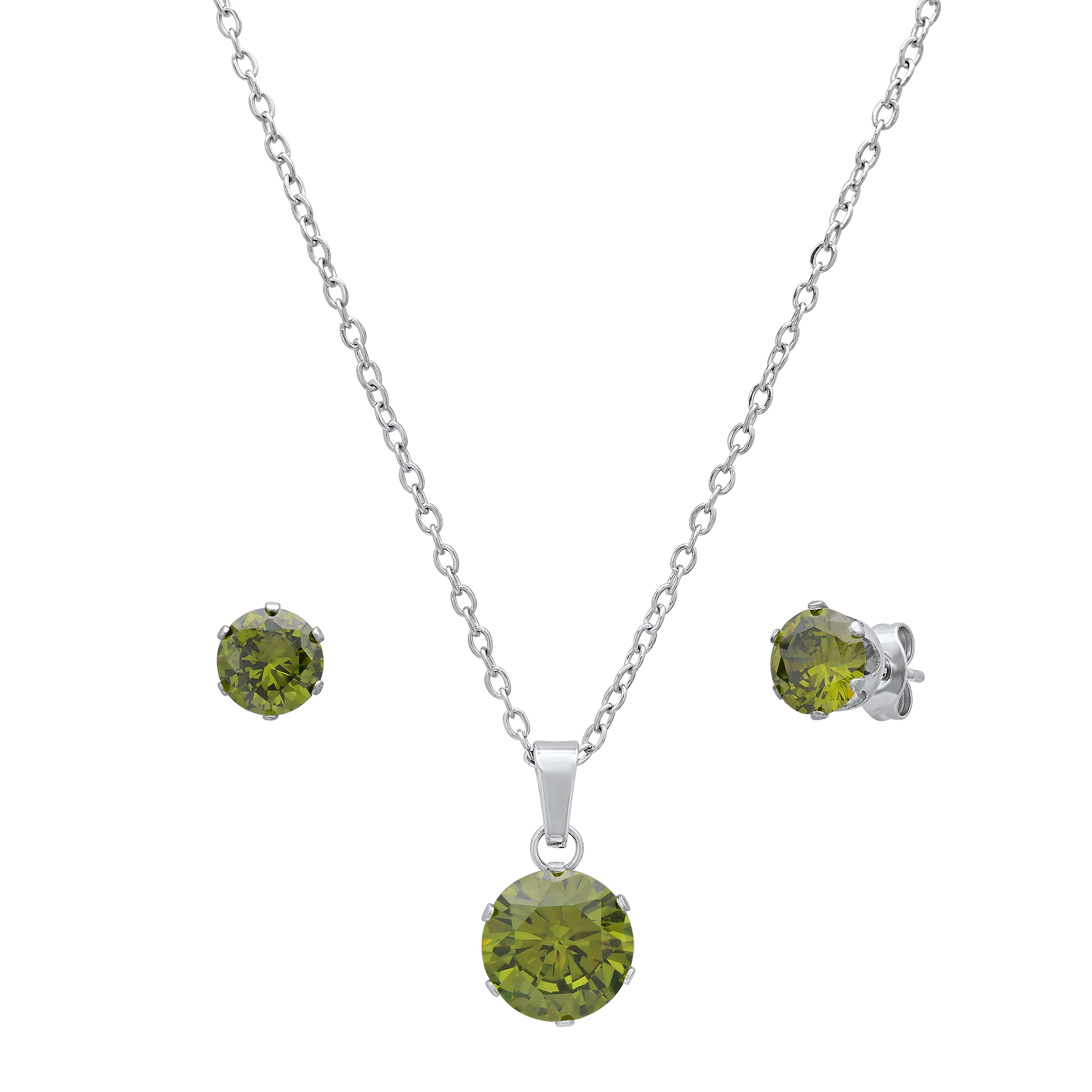 Green Stone Necklace & Earring Set - Gallery 4