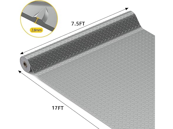 Garage Floor Mat, 2.8mm Thickness (7.5 * 17FT)