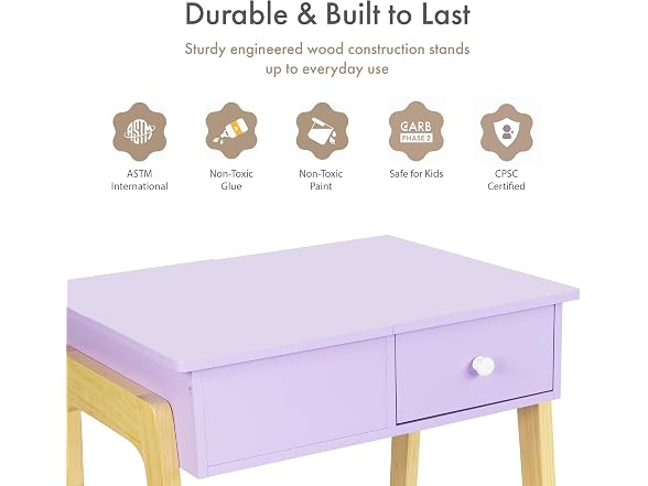 Humble Crew Kids Vanity Set with Mirror and Stool, Toddler Vanity