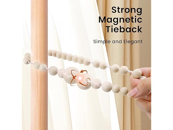 Wooden Bead Curtain Tiebacks 2 Pack