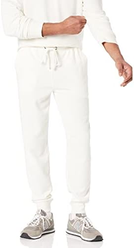 Amazon Essentials Men's Jogger Pants, Casual Relaxed Fit, Lightweight French Terry, Eggshell White Loungewear, Tall, Small