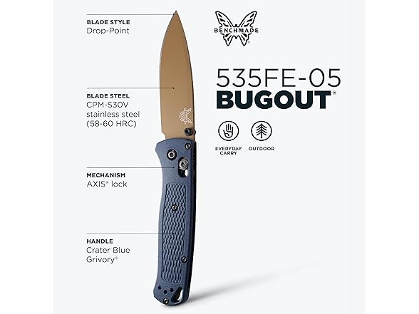 Benchmade Bugout Knife - Crater Blue Grivory - Cerakote Finish - Gallery 2