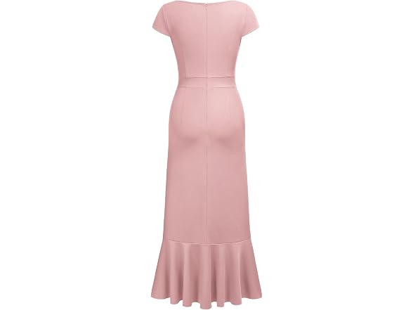 Miusol Women (L) V Neck Ruffle Split Dress Pink