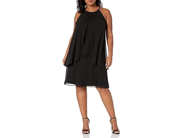 S.L. Fashions Women's Black Dress (14 Plus)