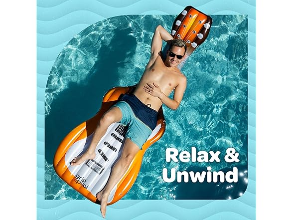 Grip A Pool Raft Lounger for Adults, Guitar