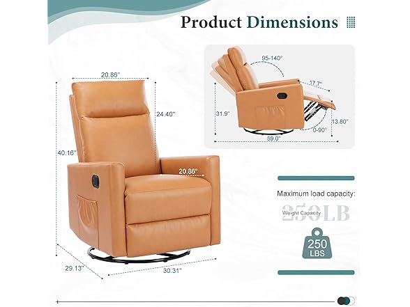 Generic Yapamar Swivel Recliner Chair, Glider
