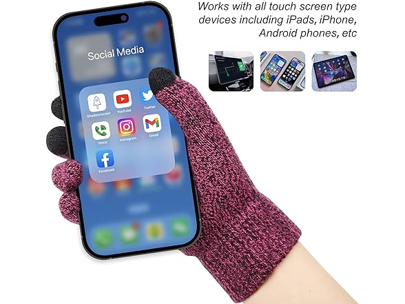 Mysuntown W0092 Beanie Hat Scarf Gloves Set Rose Red