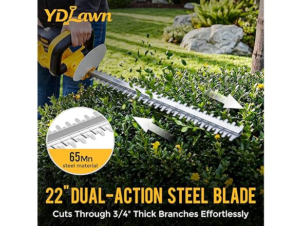 YDLawn 20V Hedge Trimmer Cordless | 22in