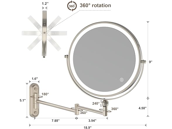 Lighted Wall Mounted Makeup Mirror