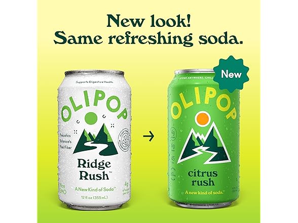 OLIPOP Prebiotic Soda Pop, Citrus Rush, 12Pk