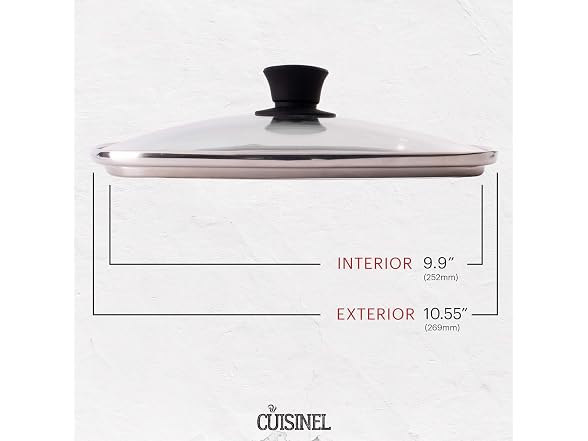 Cuisinel Square Glass Lid, Grill Pan 10.5"