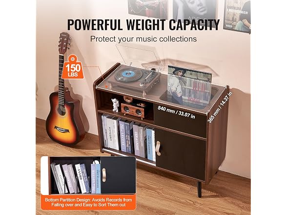 Happybuy Record Player Stand with Power