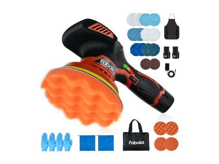 FABOKA FA001 6in Cordless Car Buffer Polisher Red