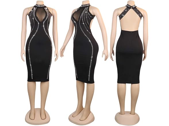Junboon Women (XL) Sexy Sequins Studded Out Dress